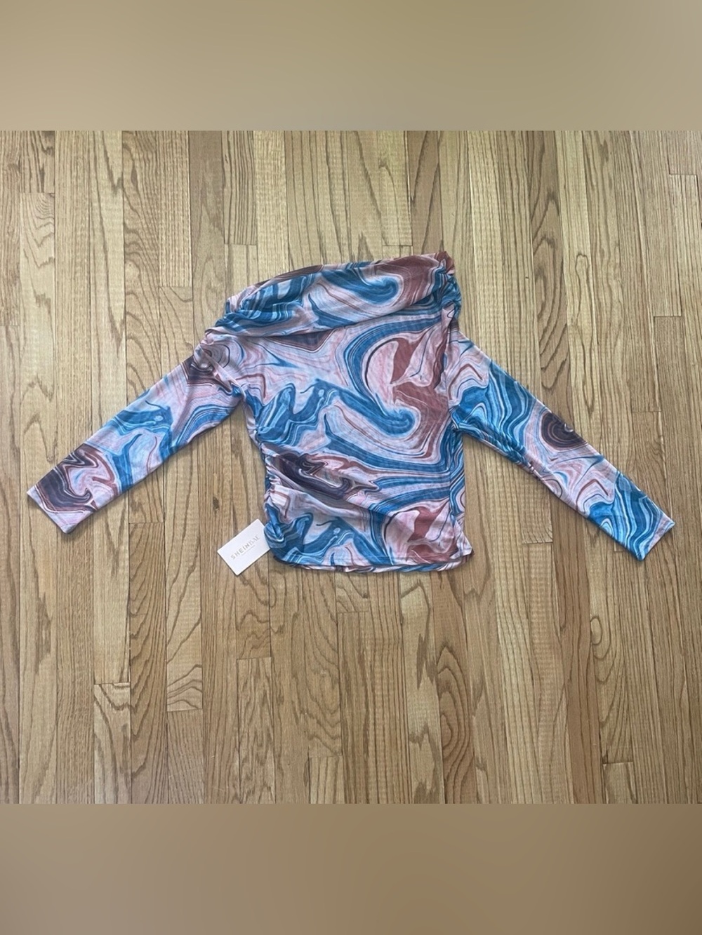 One shoulder Free People Style Fun Boho Festival Flirty Psychedelic Mesh Size 1X